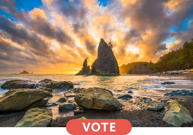 Olympic National park with a Vote button
