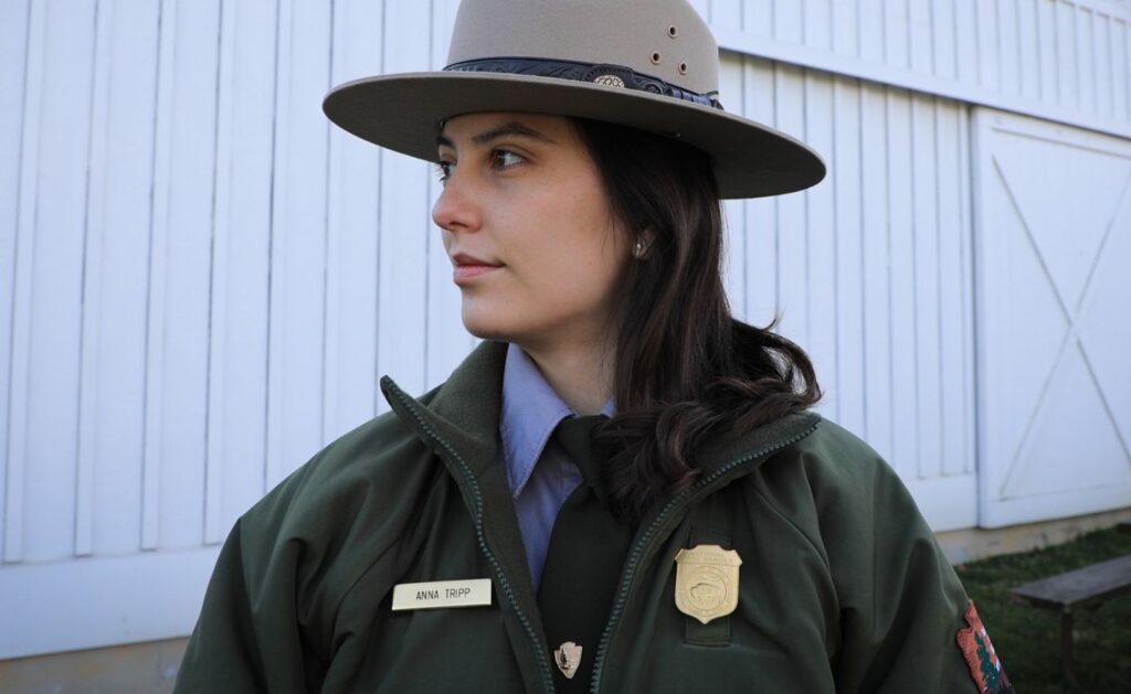 SCA Alum Anna Tripp wearing her National Park Service ranger uniform.