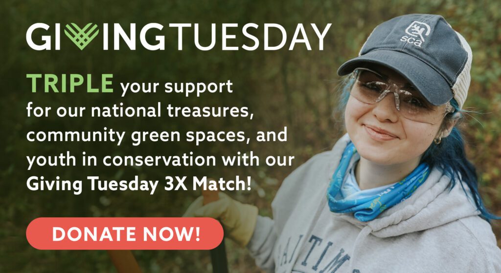 TRIPLE your support for our national treasures, community green spaces, and youth in conservation with our Giving Tuesday 3X Match!