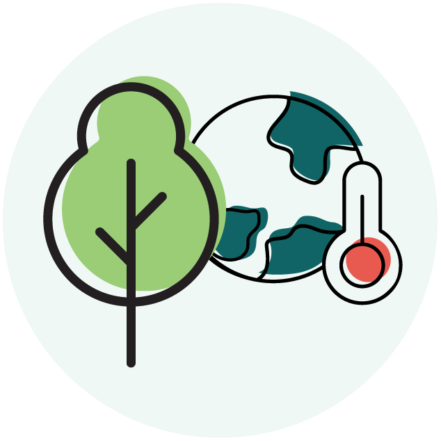 A tree and earth with thermometer graphic